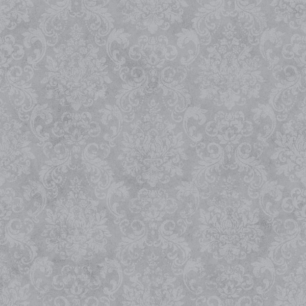 Unbranded Special FX 2 Collection Silver Metallic Damask Vinyl on Non-Woven Non-Pasted Wallpaper Roll