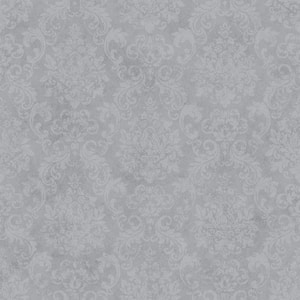Special FX 2 Collection Silver Metallic Damask Vinyl on Non-Woven Non-Pasted Wallpaper Sample