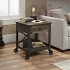 SAUDER Steel River Carbon Oak Mobile End/Side Table 423915