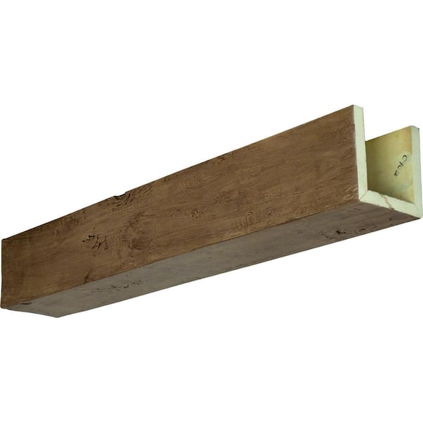 Ekena Millwork 12 in. x 10 in. x 10 ft. 3-Sided (U-Beam) Knotty Pine Natural Golden Oak Faux Wood Ceiling Beam