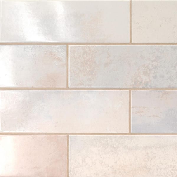 MSI Take Home Tile Sample -Marza Pearl 4 in. x 4 in. Glossy Ceramic White Subway Tile