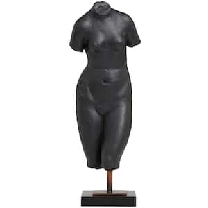 14 in. Black Polystone Woman Sculpture