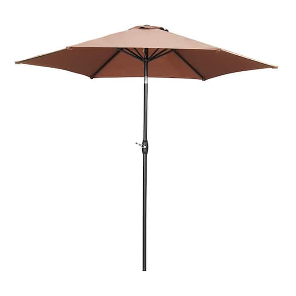 OVASTLKUY 9 ft. Market Patio Outdoor Umbrella with Crank in Coffee
