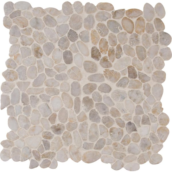 MSI Take Home Tile Sample - Dorado River Rock 4 in. x 4 in. Tumbled Marble Mosaic Tile