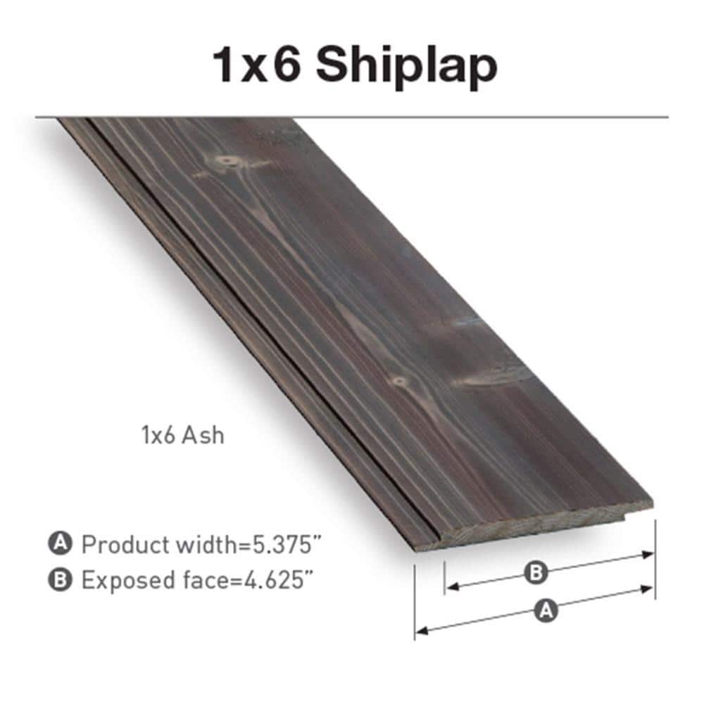 96'' Ash Gray Pine Shiplap Plank Boards