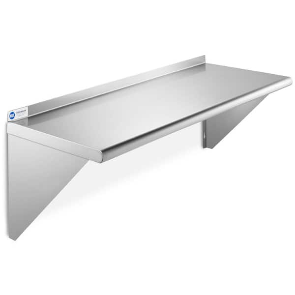 GRIDMANN 18 in. x 48 in. x 18.5 in. Stainless Steel Wall-Mount Garage Wall Shelf with Brackets