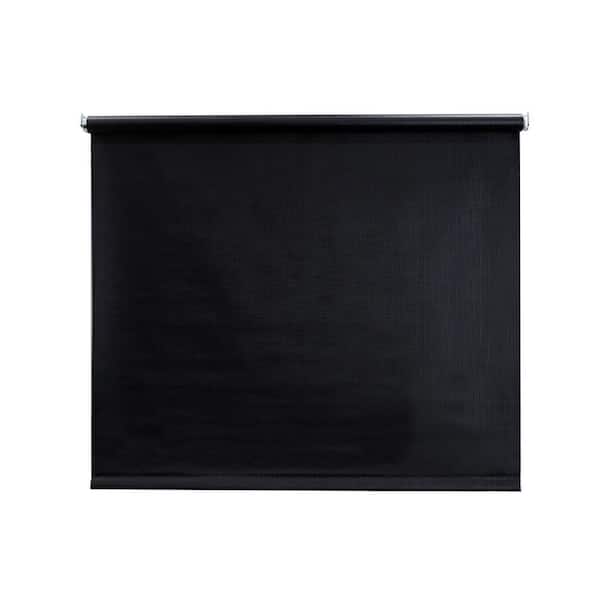 Cut to Size Black Cordless Blackout Vinyl Roller Shade 73.25 in. W x 72 in. L