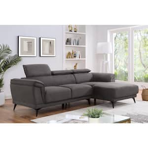 Rischer 98.75 in. W 2-piece Fabric Sectional Sofa in Gray