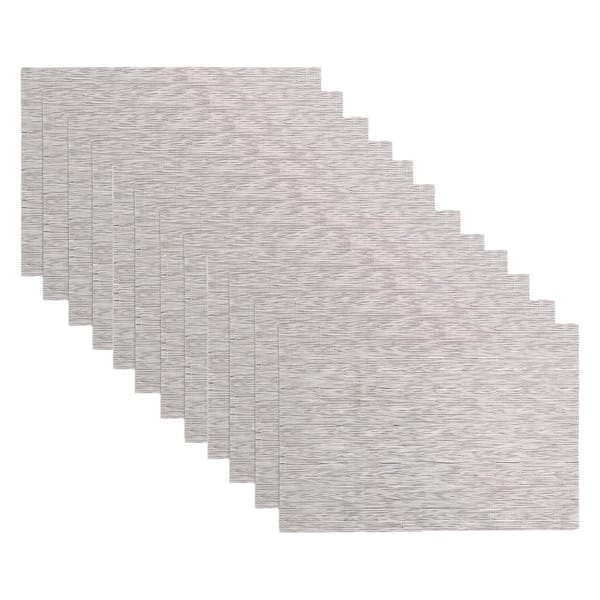 RITZ 19 in. x 13 in. Oatmeal PVC and Polyester Grass Cloth Reversible Woven Indoor Outdoor Placemats (Set of 12)