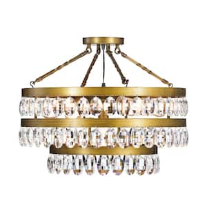 Torri 23 in. 7-Light Chandelier Style Bronze Semi Flush Mount with No Bulbs Included, for Living/Dining/Bed Room