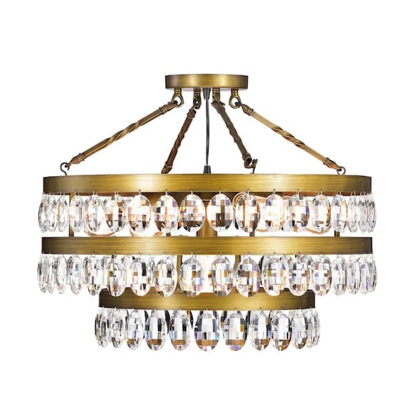 GREENVILLE SIGNATURE Torri 23 in. 7-Light Chandelier Style Bronze Semi Flush Mount with No Bulbs Included, for Living/Dining/Bed Room
