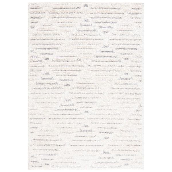 Hi-Lo Shag 5 ft. x 8 ft. Beige/Gray Diamond High-Low Area Rug