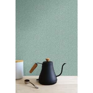 Aqua Cafe Chevron Embossed Vinyl Unpasted Wallpaper Roll 60.75 sq. ft.