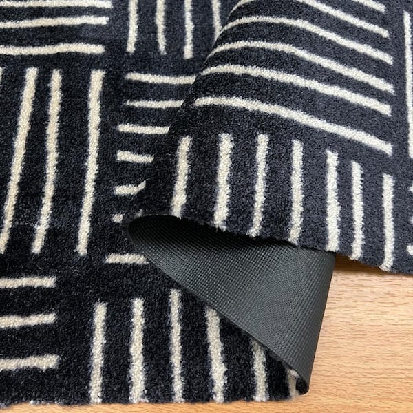 Weave 2.29 ft. x 6.25 ft. Black and White Basket Weave Pattern Runner Rug