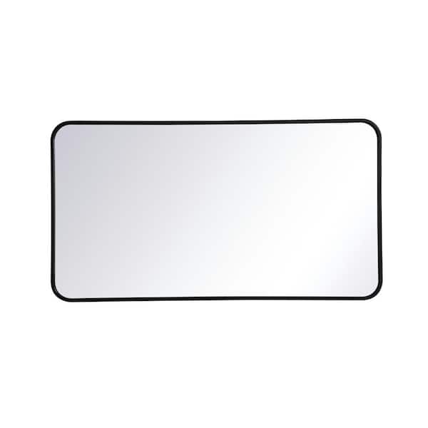 Unbranded Timeless Home 40 in. H x 22 in. W Black Modern Soft Corner Rectangular Wall Mirror