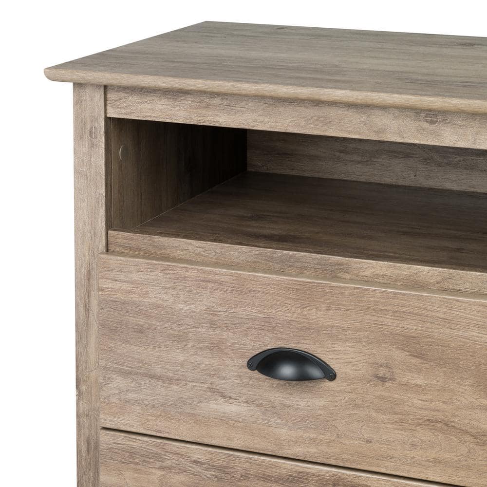Fremont Drifted Gray 2-Drawer Nightstand with Antique Bronze Knobs
