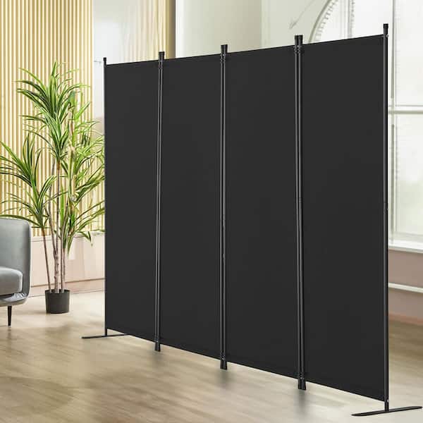 Room Divider, 4 Panel, Folding Privacy Screens, Fabric Partition Room Dividers, Freestanding, Black, Composite