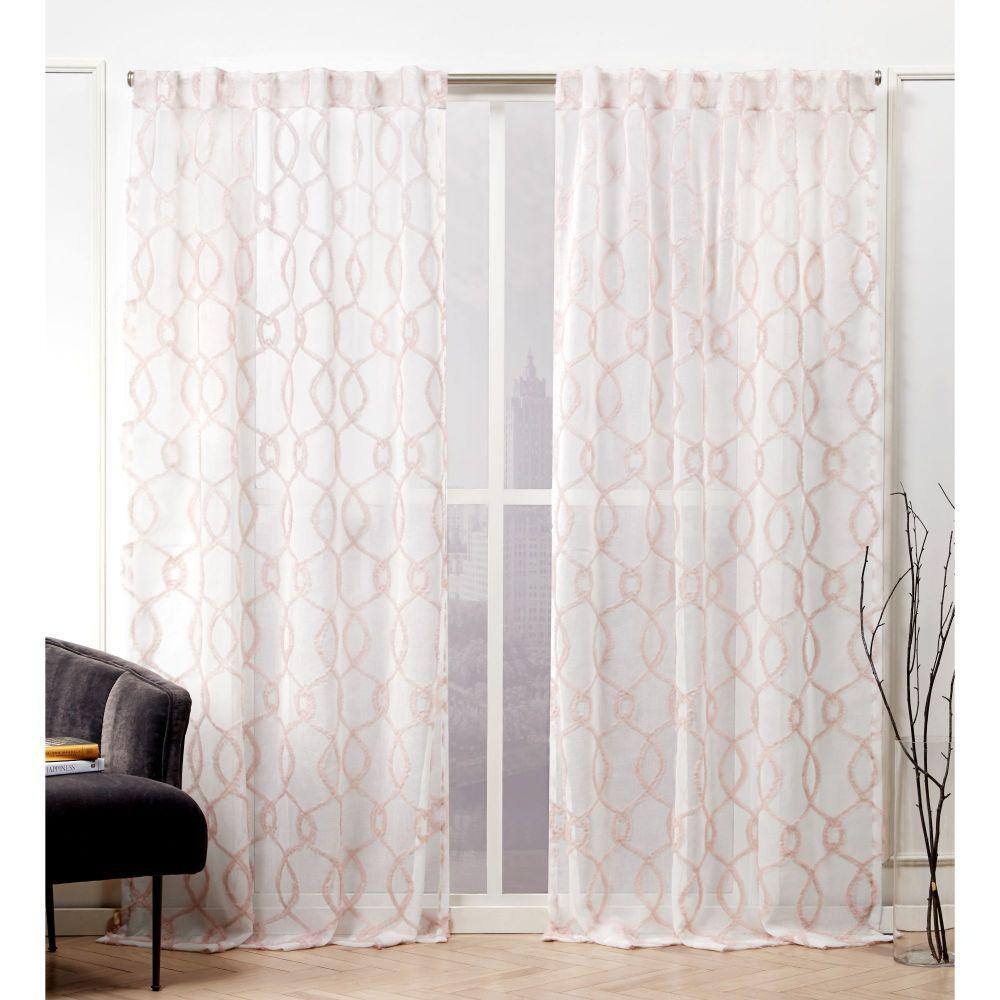 Nicole Miller Soft Trellis Blush Sheer Hidden Tab Top Curtain Panel ...