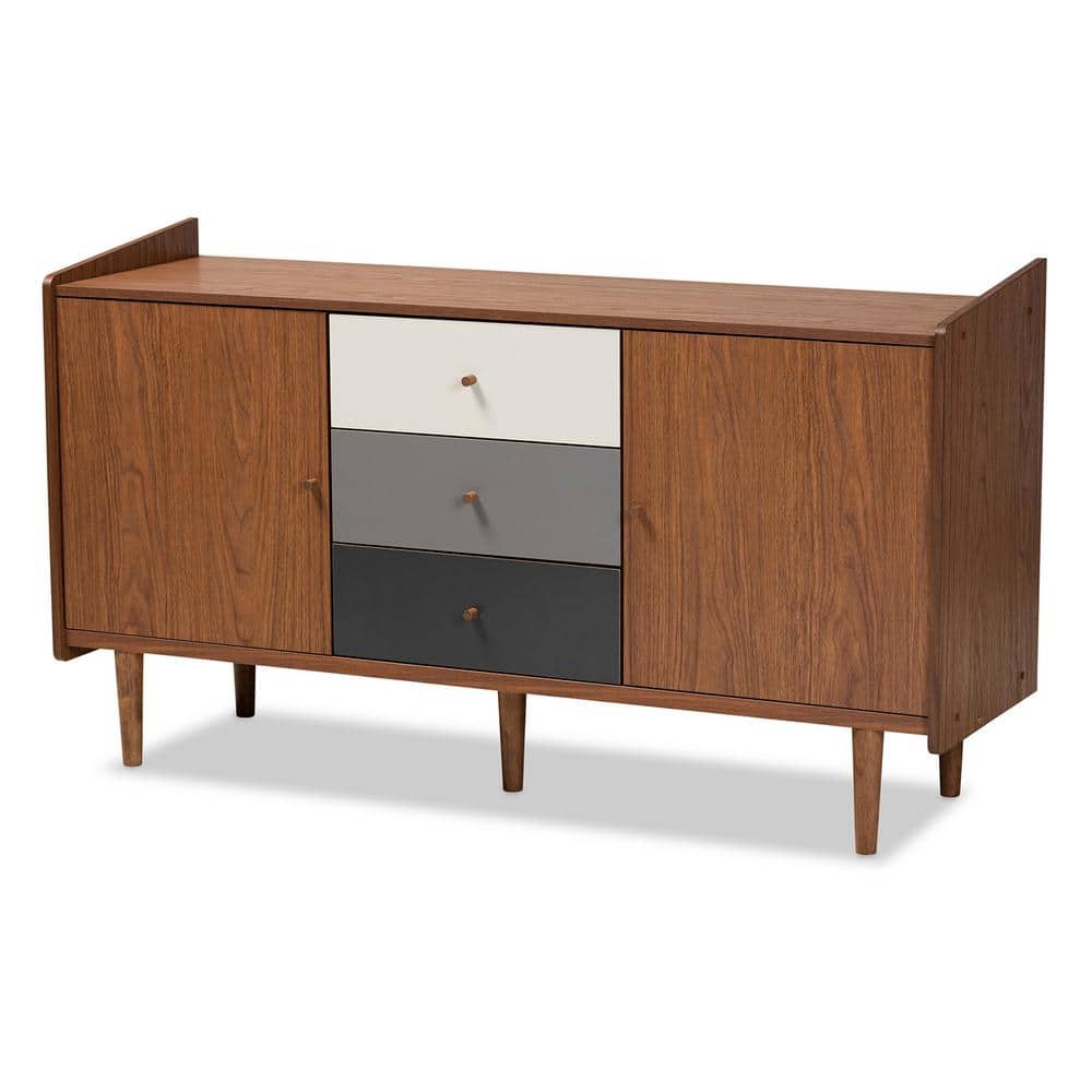 Halden Mid-Century Walnut & Grey Gradient 2-Door Sideboard