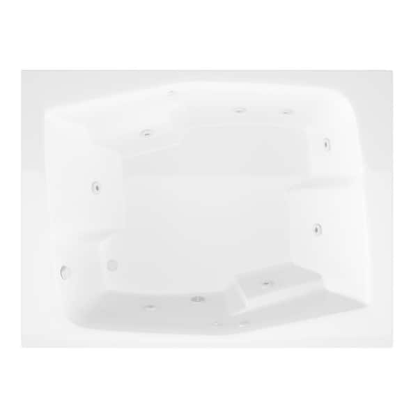 Amethyst Series 72 in. x 54 in. Rectangular Whirlpool Bathtub with Right Drain and V-Style Back Jets in Glossy White