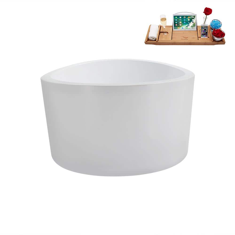 43.3'' Glossy White Round Acrylic Freestanding Soaking Tub
