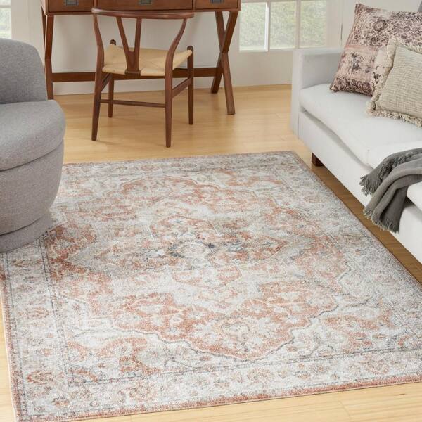 Astra Machine Washable Gold Multicolor 7 ft. x 9 ft. Distressed Traditional Area Rug