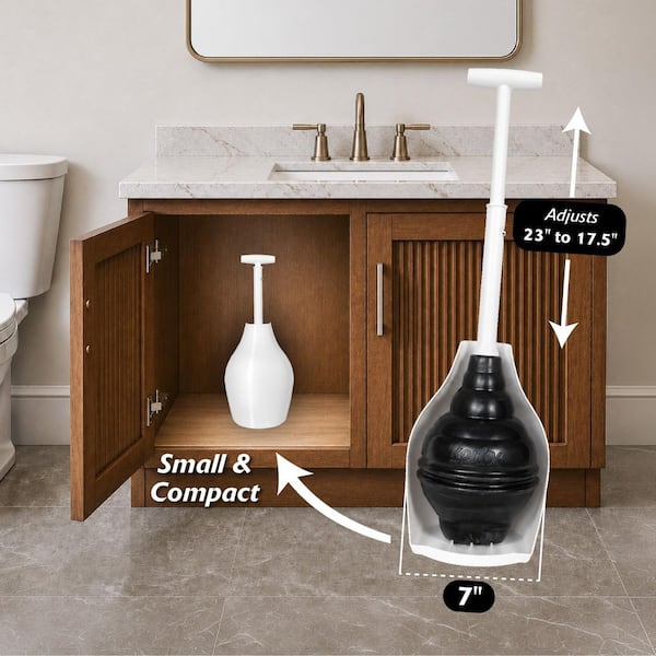 Korky Beehive Max Hidewaway Toilet Plunger and Holder, White 97-8A