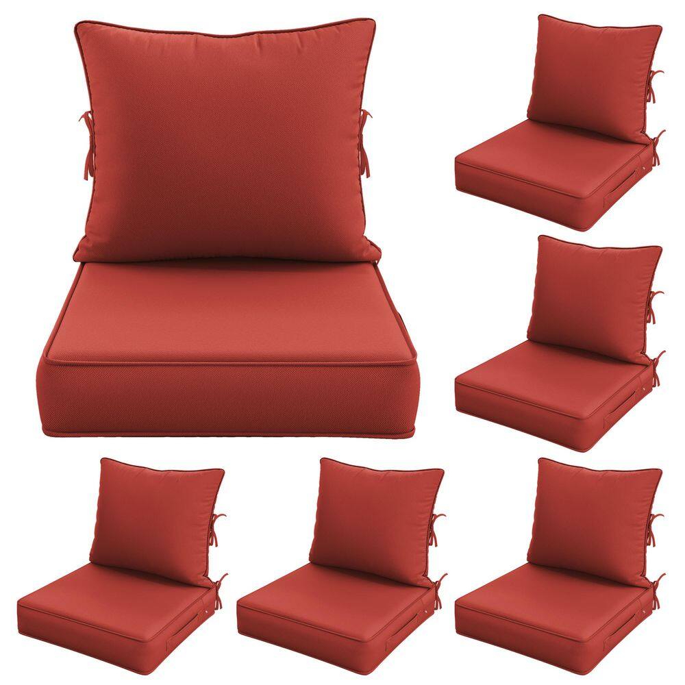 19 in. x 19 in. x 4 in. (6-Pack) Water-Resistant Outdoor Patio Replacement Dining Chair Couch Cushions, Terra Red price history on PriceWatchPro