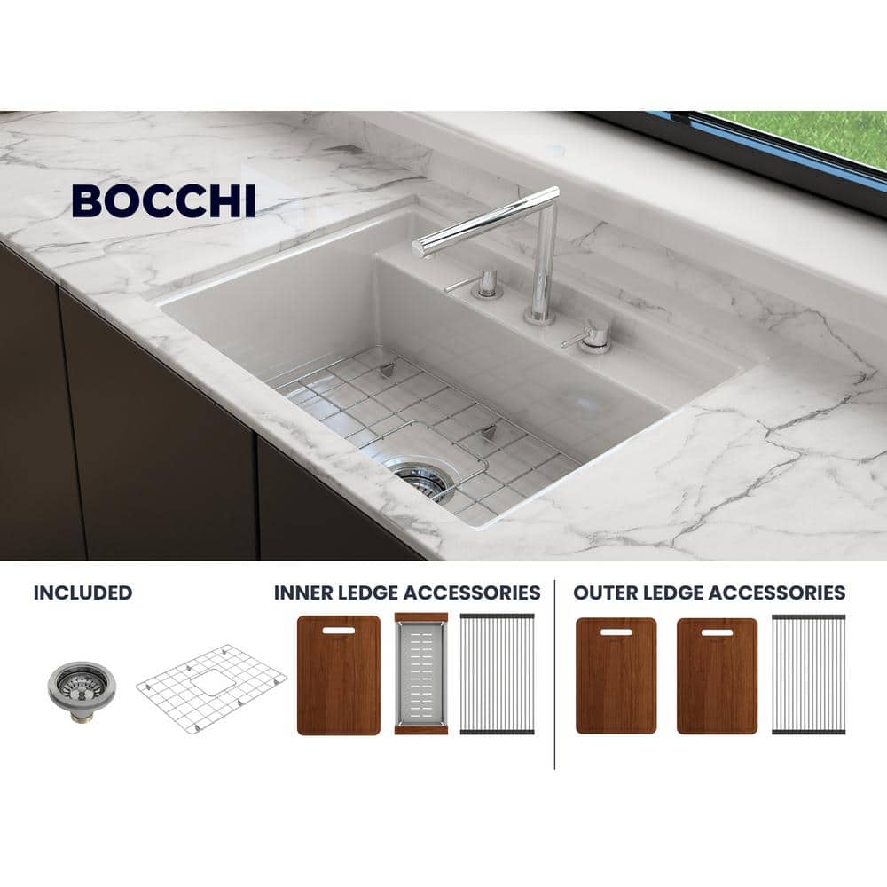White Fireclay 27-Inch Single Bowl Drop-In Kitchen Sink