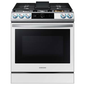 Bespoke 6 cu. ft. 5-Burner Smart Slide-In Gas Range with Self-Cleaning Convection Oven and Air Fry in White Glass