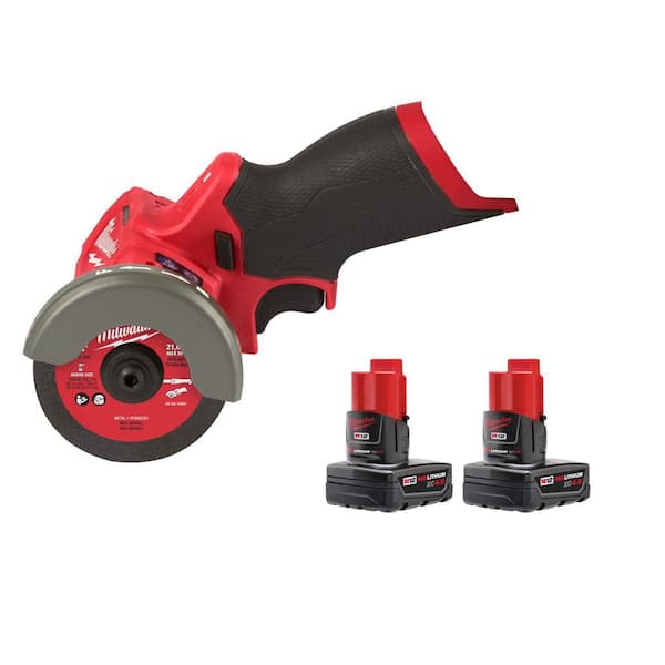 M12 FUEL 12V Lithium-Ion Brushless Cordless 3 in. Cut Off Saw, & 4. 0Ah (2-Pack)