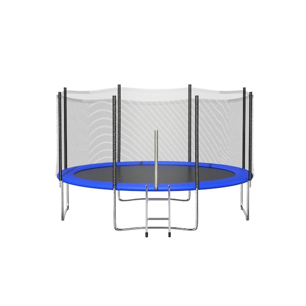 12 ft. Round Trampoline Set Net Head Cover with Safety and Ladder Garden Game Party TDJW-SSC0984-12 - The Home Depot