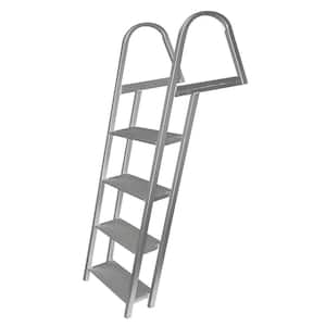 4-Step 16-in. Wide Aluminum Angled Boat Dock Ladder with Mounting Hardware for Seawalls and Stationary Dock Systems