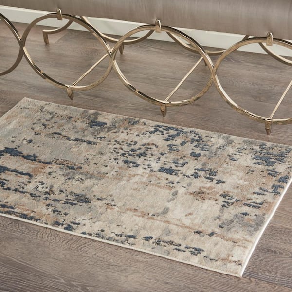 Concerto Beige/Grey doormat 2 ft. x 4 ft. Distressed Rustic Kitchen Area Rug