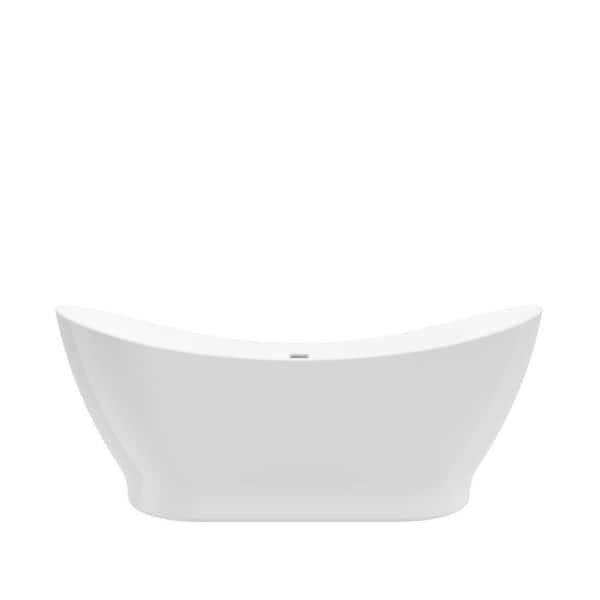 A&E Polar 66 in. Acrylic Double Slipper Flatbottom Non-Whirlpool Freestanding Oval Bathtub in White