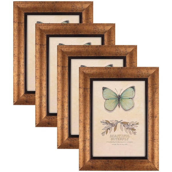Unbranded 5 x 7 Gold Plastic Hanging Picture Frame (Set of 4)