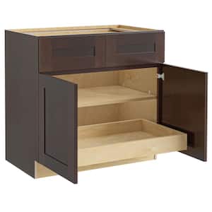 Franklin Stained Manganite Plywood Shaker Assembled Base Kitchen Cabinet Soft Close 33 in W x 24 in D x 34.5 in H