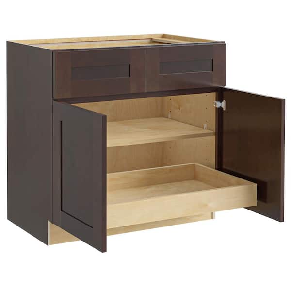 Newport 36 in. W x 24 in. D x 34.5 in. H Assembled Plywood Base Kitchen Cabinet in Manganite with 1ROT Soft Close