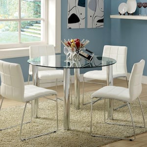 Cardigan 45 in. Round Chrome Glass Dining Table