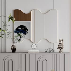 30 in. W x 35 in. H Rectangular Gold Wavy Sides Framed Wall Bathroom Vanity Mirror for Living Room, Vanity, Bedroom
