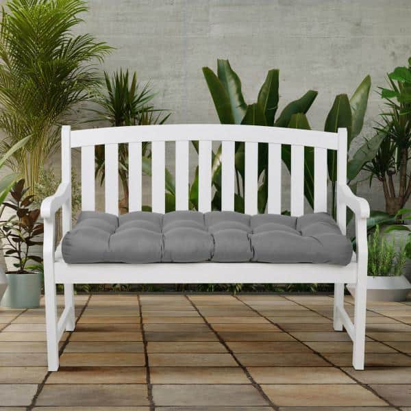 Moon Mist Gray Polyester Outdoor Bench Cushion, 54" Wide