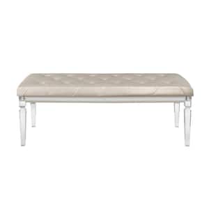 Amelia Champagne 53.5 in. Faux Leather Bedroom Bench Backless Upholstered