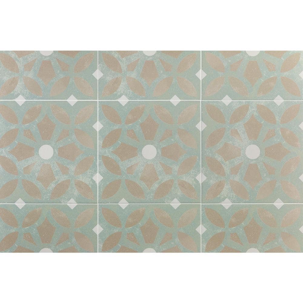 Anabella 9x9 Matte Green and Beige Porcelain Tile