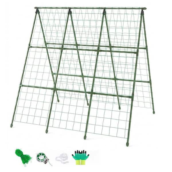 48 in. Steel A-Frame Trellis with UV and Rust Resistant PE Coating for Raised Beds and Climbing Vegetables