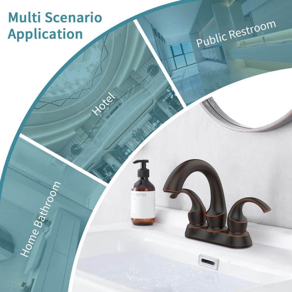 Oil Rubbed Bronze Double Handle Bathroom Faucet with Drain Assembly