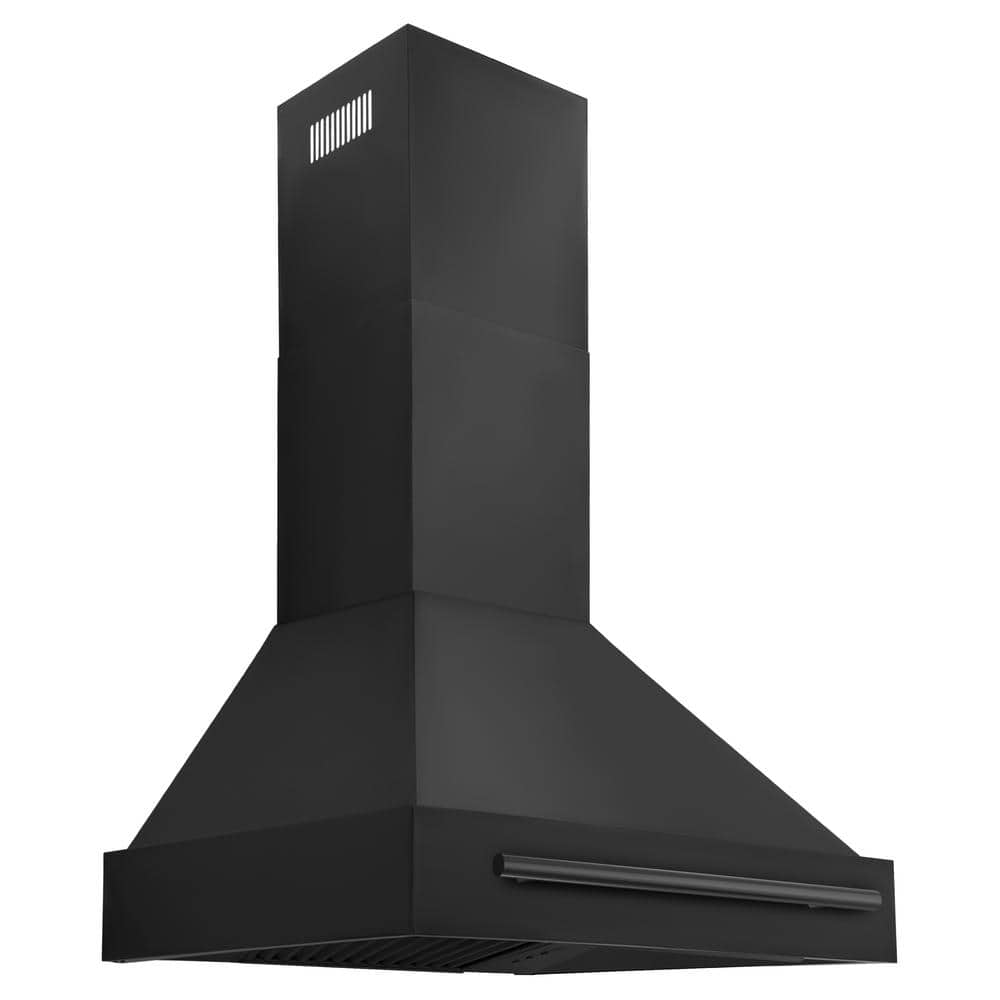 30 in. 400 CFM Convertible Vent Wall Mount Range Hood in Black Stainless Steel
