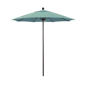 7.5 ft. Bronze Aluminum Commercial Market Patio Umbrella with Fiberglass Ribs and Push Lift in Spa Sunbrella