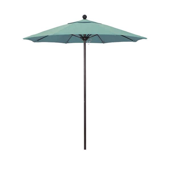 California Umbrella 7.5 ft. Bronze Aluminum Commercial Market Patio Umbrella with Fiberglass Ribs and Push Lift in Spa Sunbrella