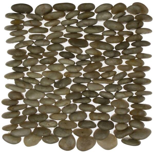 Splashback Tile 3D Pebble Rock Beige 12 in. x 12 in. Marble Mosaic Floor and Wall Tile