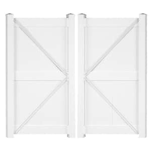 Ashton 7.4 ft. W x 8 ft. H White Vinyl Privacy Fence Double Gate Kit